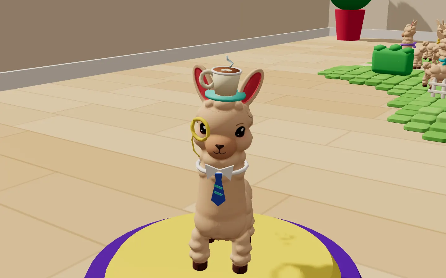 A llama on a display stand